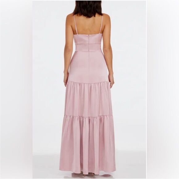 Dress the Population Tess Tiered Satin Gown Rose Canyon NWT $288 - Picture 2 of 5
